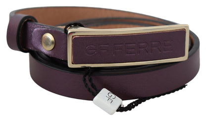 Stunning maroon leather belt with gold-tone buckle by GF Ferre