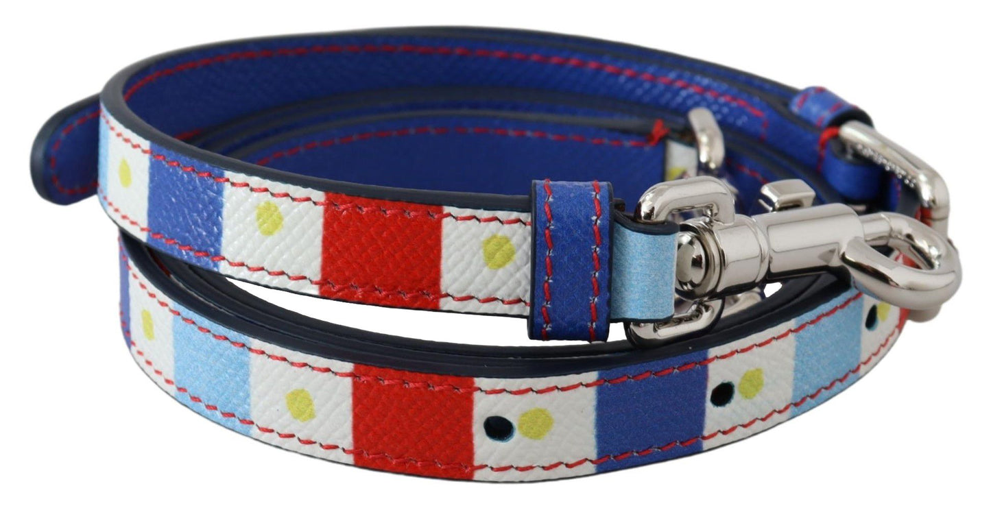 Dolce & Gabbana multicolor leather shoulder strap accessory with silver metal detailing 