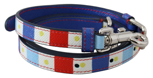 Dolce & Gabbana multicolor leather shoulder strap accessory with silver metal detailing 