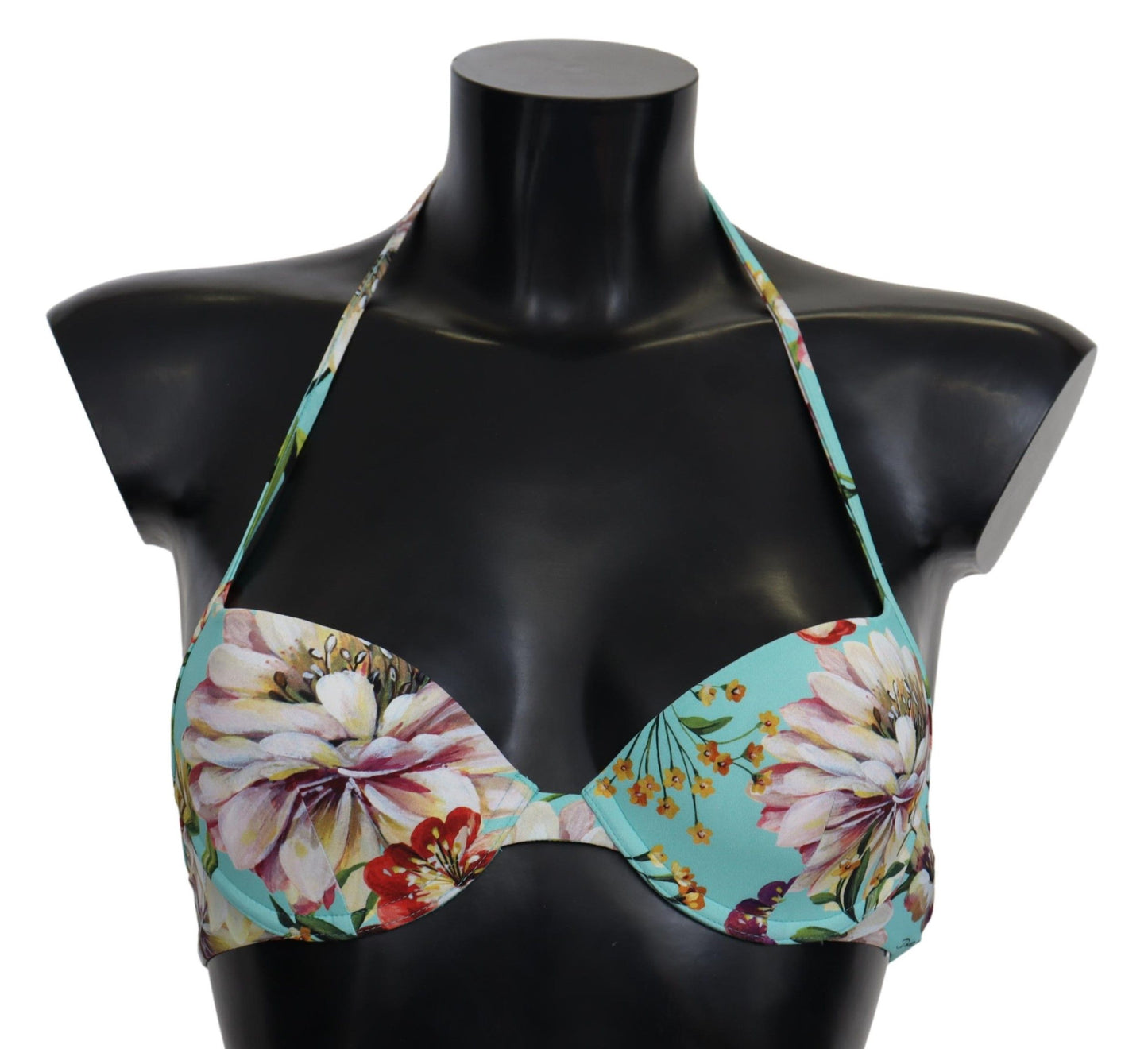 Dolce & Gabbana mint green floral bikini top made in Italy