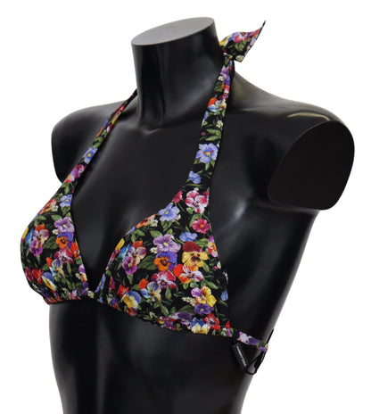 Elegant black bikini top with neck tie for a secure fit