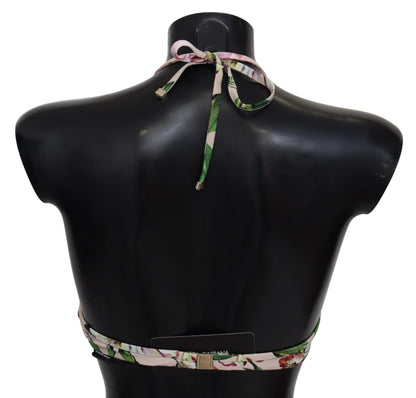 Chic Italian-made Floral Print Bikini Top with Comfortable Tie Fastening
