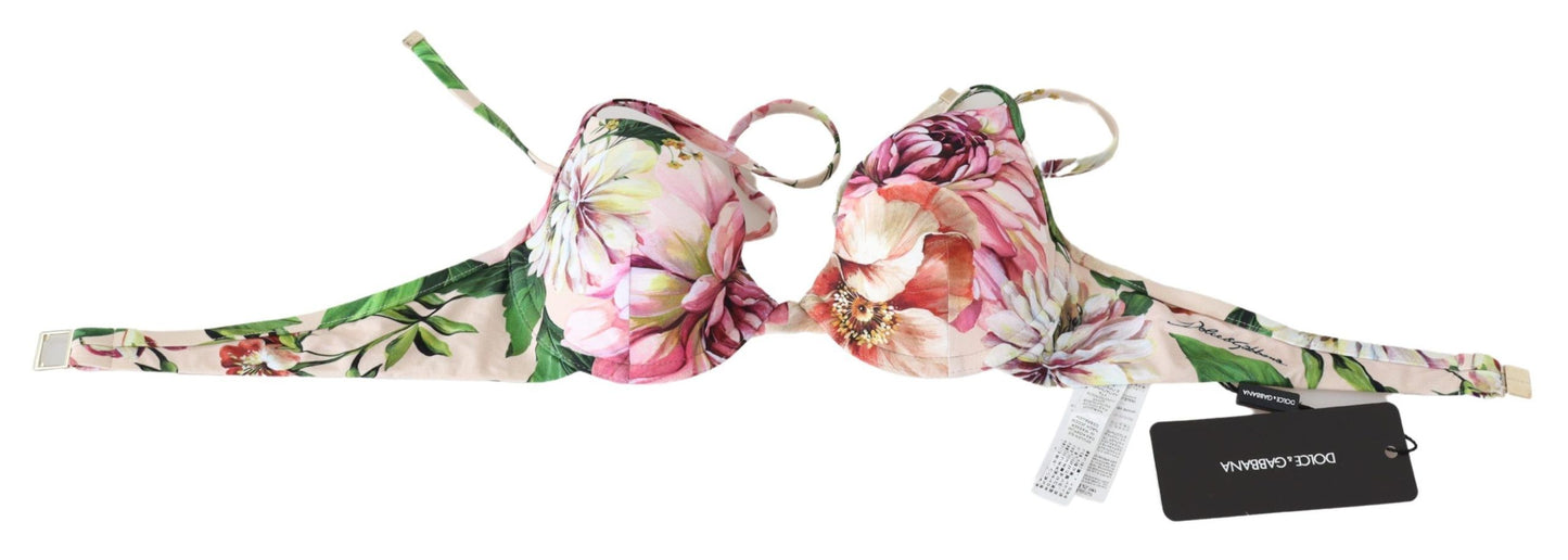 Sophisticated Multicolored Floral Elegance Bikini Top with Exquisite Craftsmanship