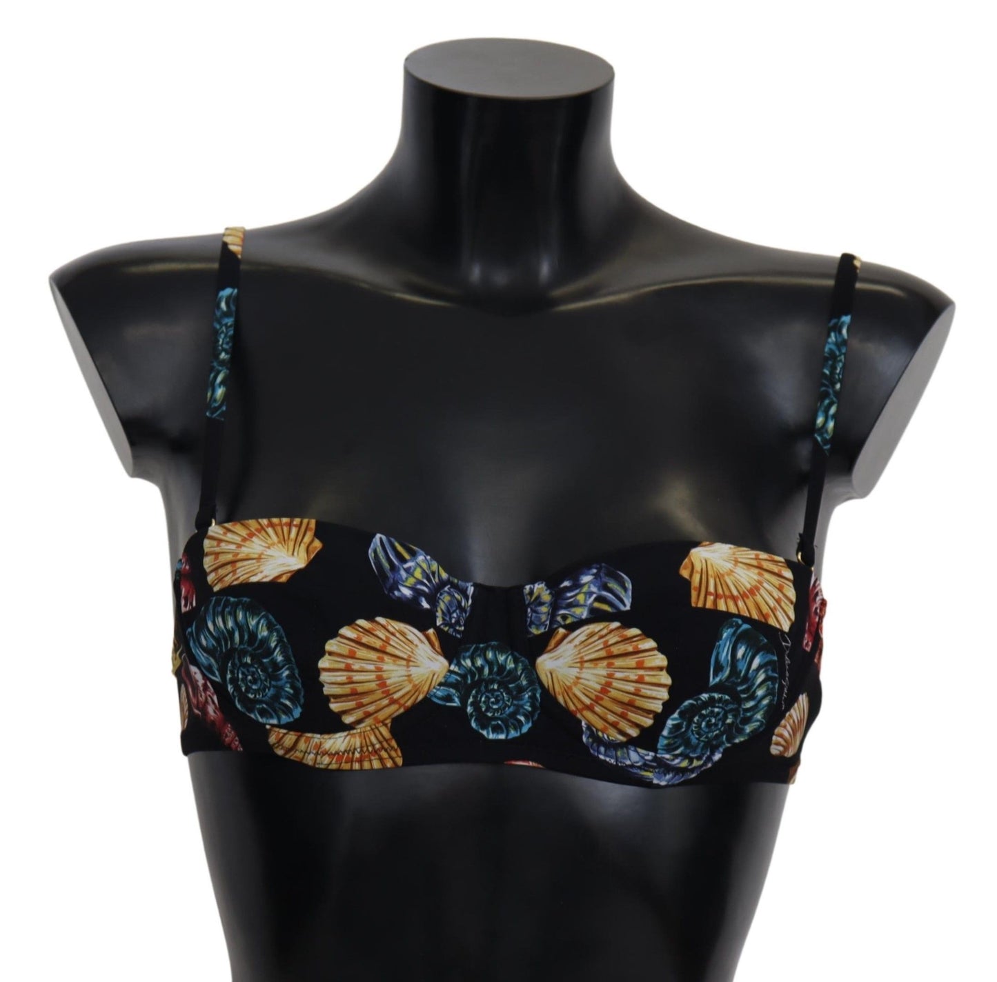 Dolce & Gabbana Chic Seashell-Print Bikini Top in Black