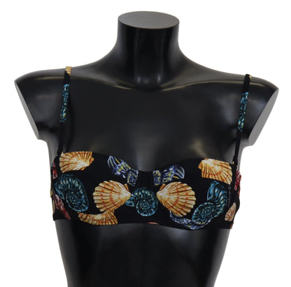 Dolce & Gabbana Chic Seashell-Print Bikini Top in Black