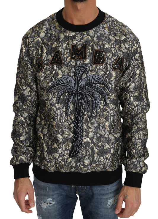 Italian luxury Dolce & Gabbana Samba Jacquard Palm Crewneck Sweater