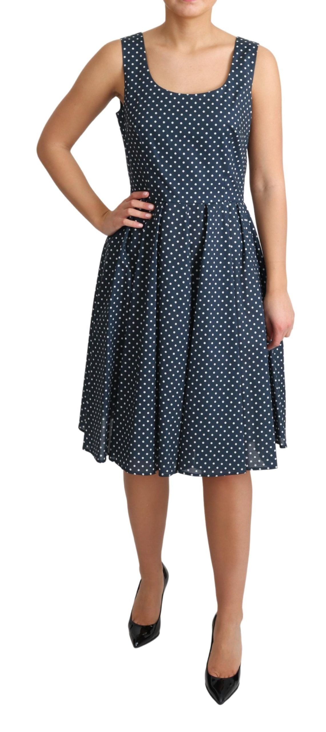 Dolce & Gabbana A-line dress in dark blue with sleek zipper closure
