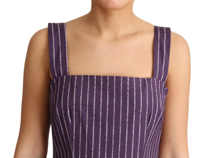 Sophisticated and flattering purple striped A-line dress by Dolce & Gabbana