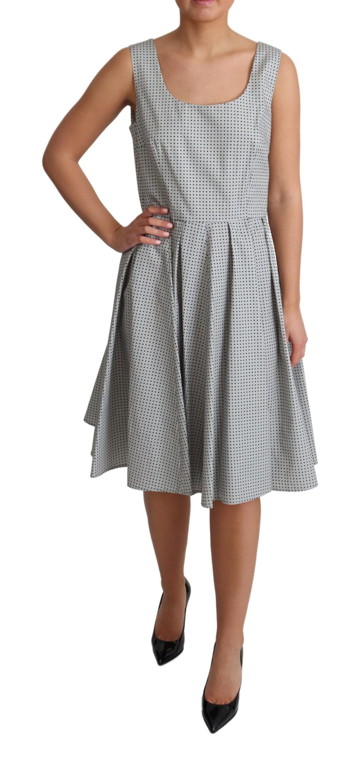 High-end fashion gray polka dotted A-Line dress by Dolce & Gabbana