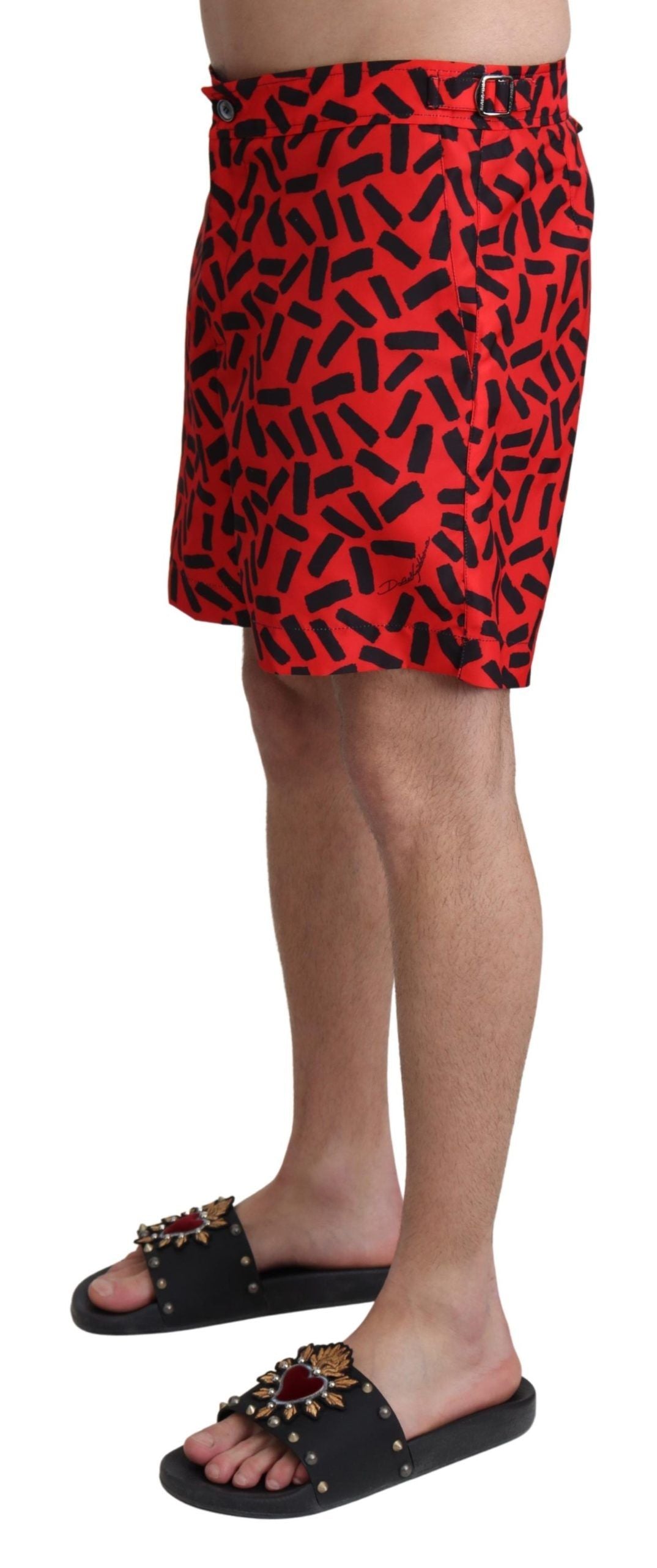 Dolce & Gabbana Chic Red Swim Trunks Boxer Shorts featuring two front pockets and one zip rear pocket for convenience