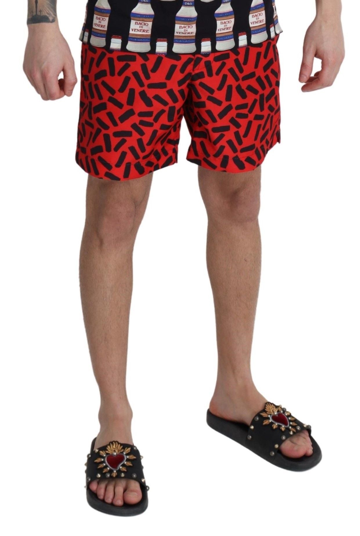 Dolce & Gabbana Chic Red Swim Trunks Boxer Shorts with logo details for authenticity, perfect for the fashion-forward gentleman