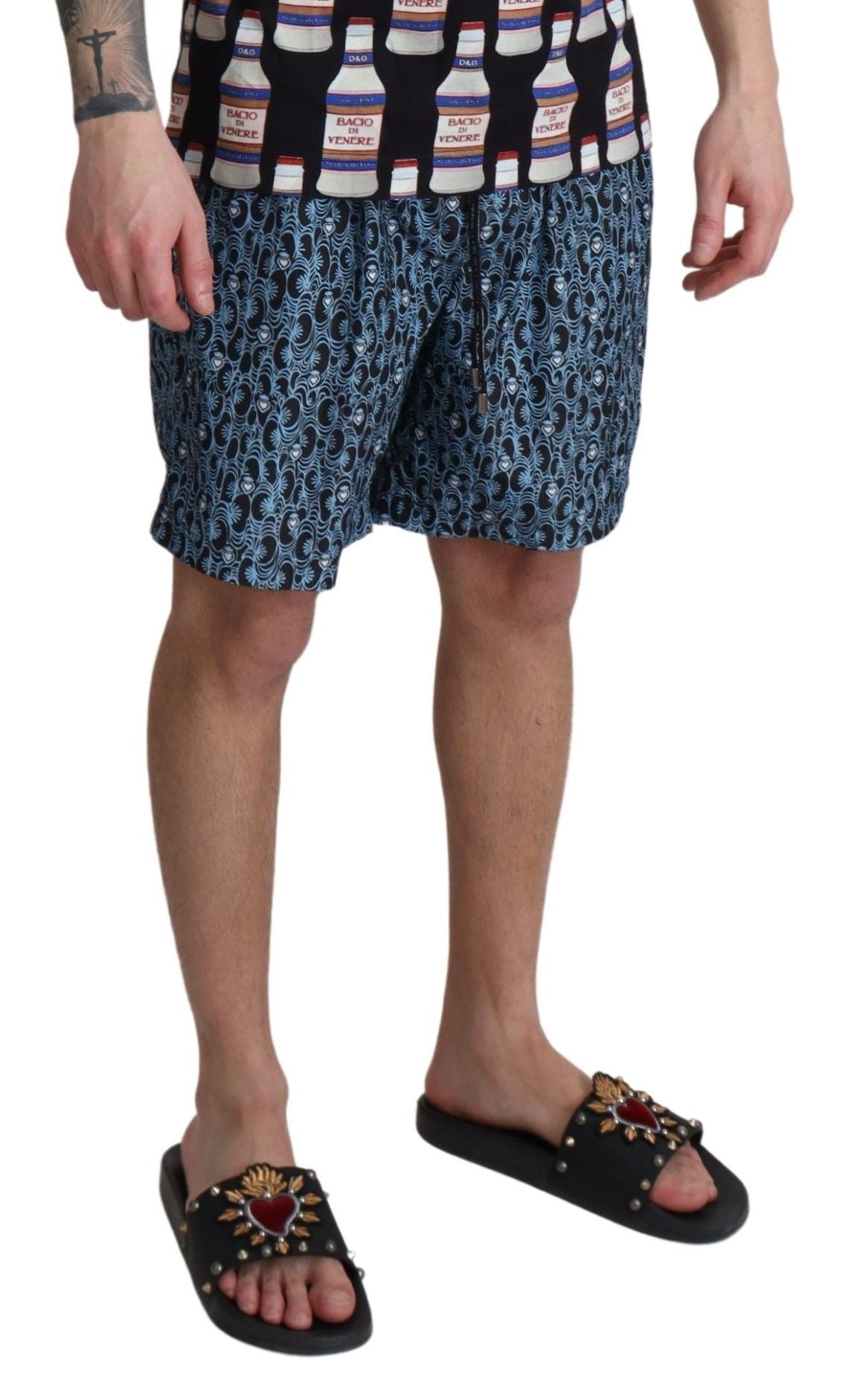 Italian-made swim trunks with 100% Polyester material and secure drawstring waist
