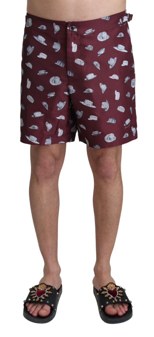 Dolce & Gabbana maroon swim trunks with front and back pockets