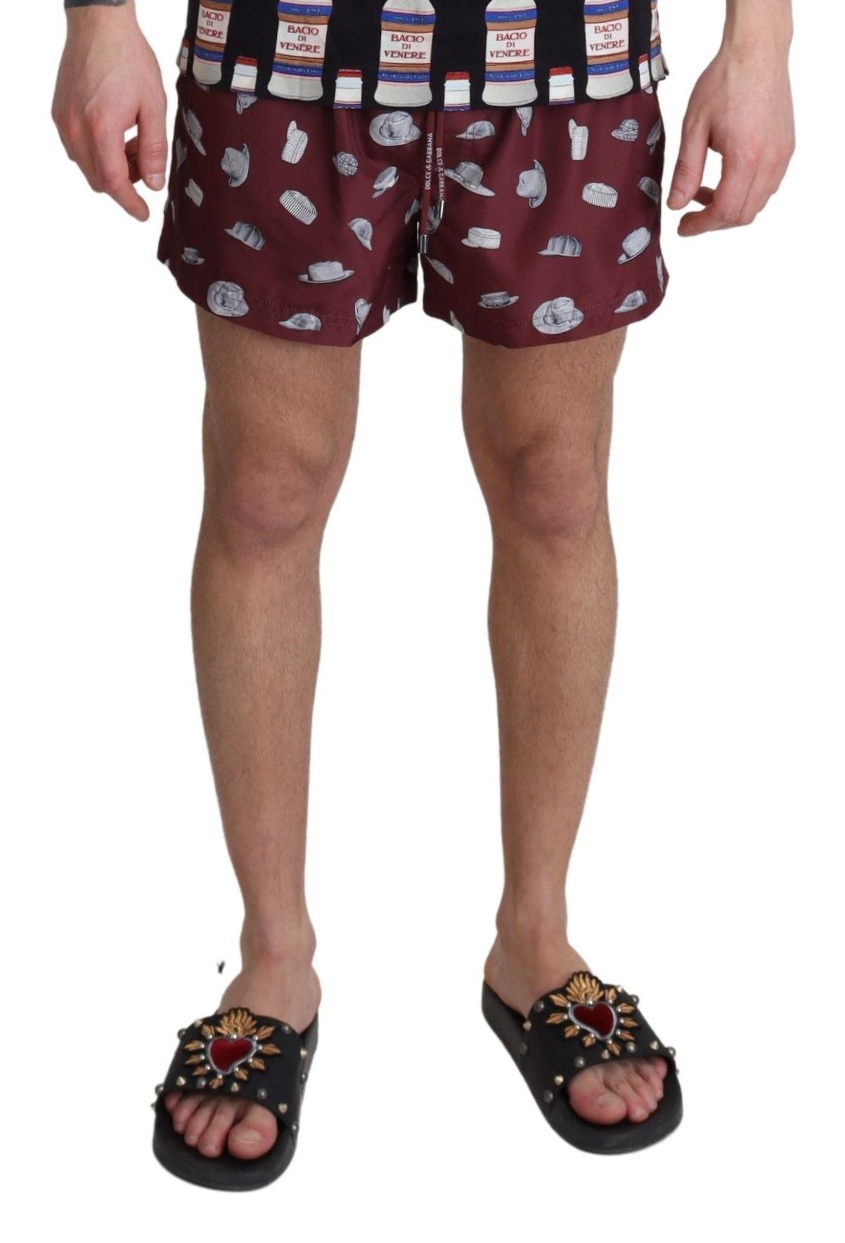 Exclusive Maroon Elegance Men's Swimming Trunks crafted from 100% Polyester with Italian origin and stylish design