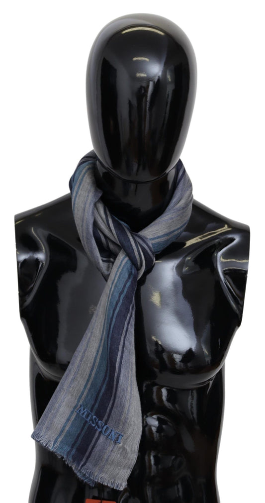 Luxurious multicolor Missoni wool scarf with brand logo embroidery