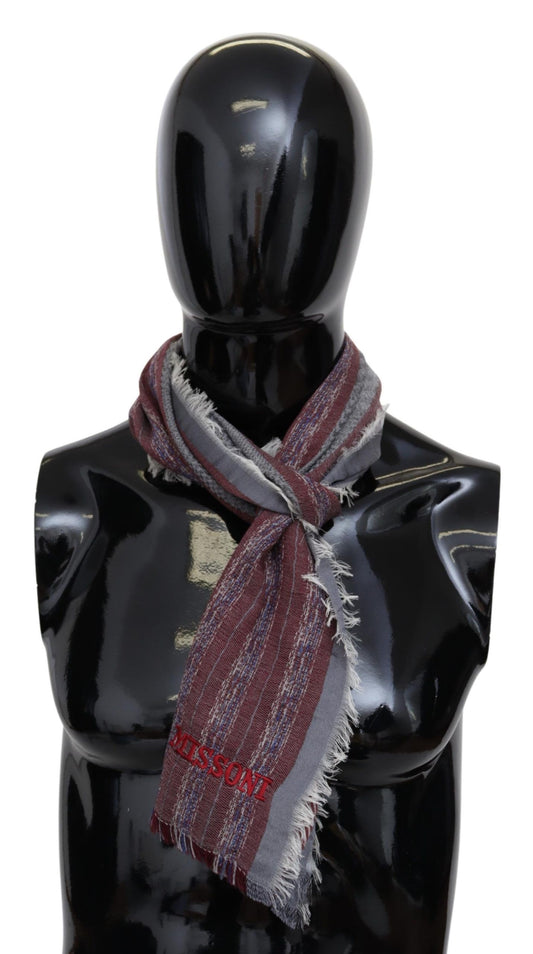 Luxurious Missoni wool blend scarf with vibrant multicolor pattern and fringes