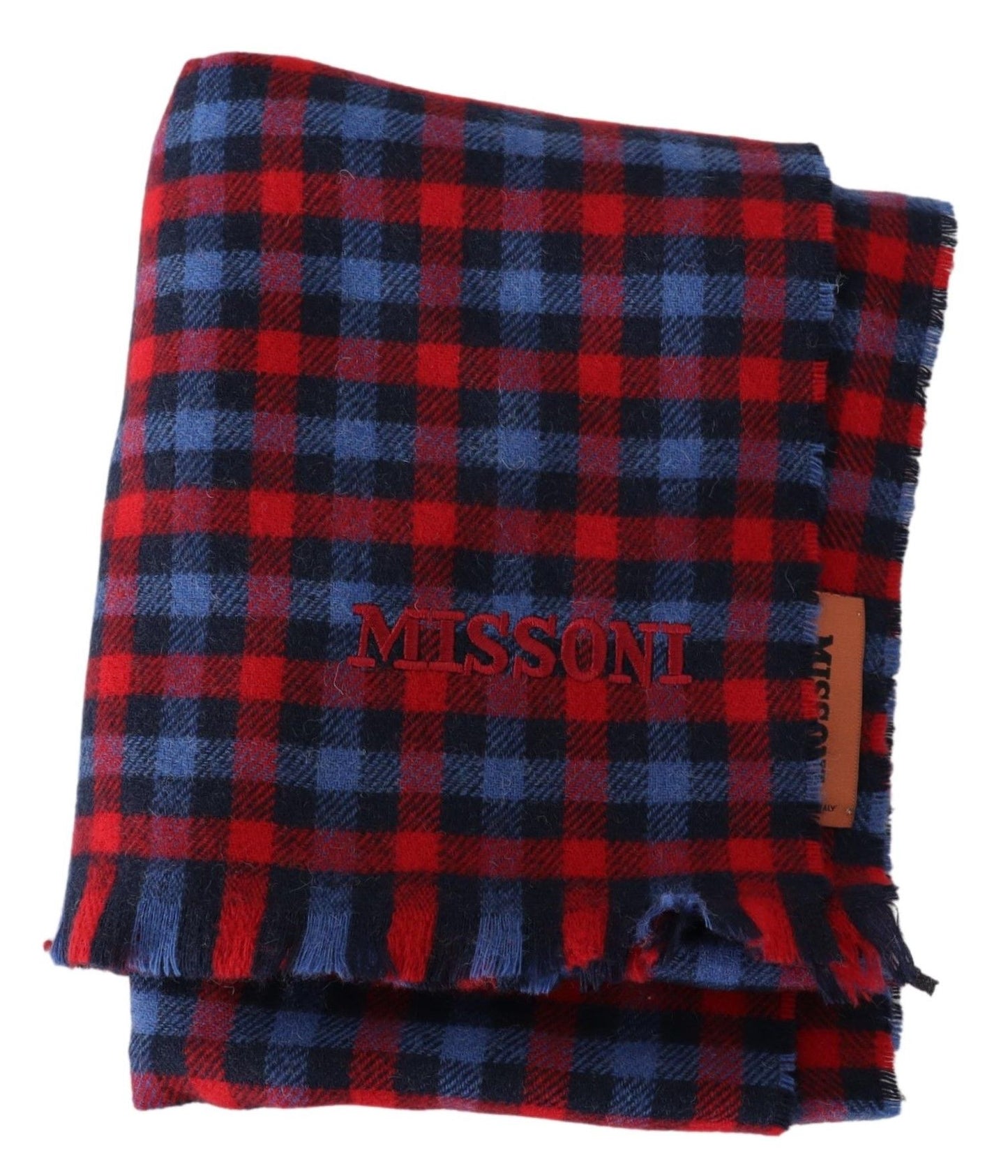 Long wool scarf adorned with iconic brand logo embroidery