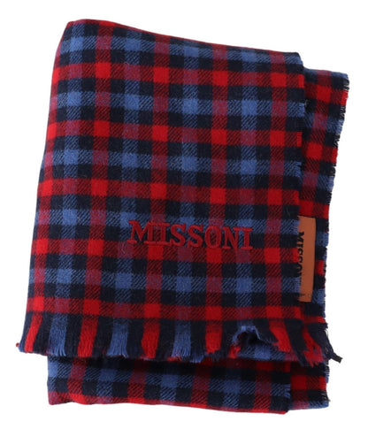 Long wool scarf adorned with iconic brand logo embroidery
