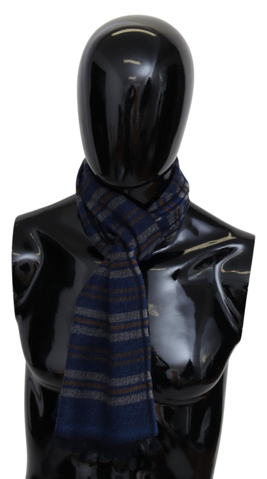 Exquisite multicolor wool scarf with delicate fringes and iconic Missoni logo details