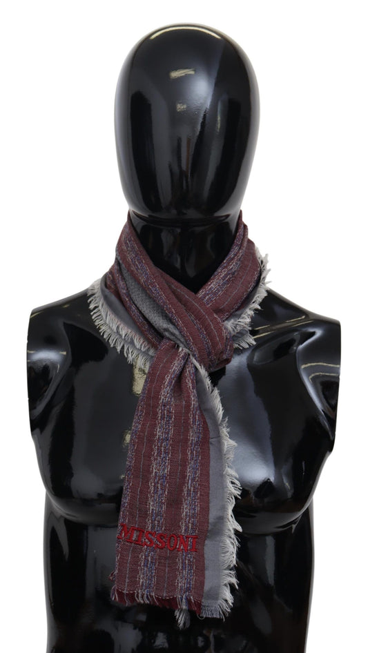 Missoni Wool Scarf with Vibrant Striped Pattern and Logo Embroidery