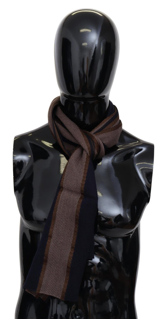 Stunning brown wool Missoni scarf with chic striped pattern and logo embroidery