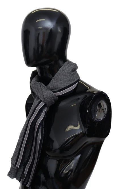 Luxurious unisex gray wool scarf with iconic Missoni stripes pattern