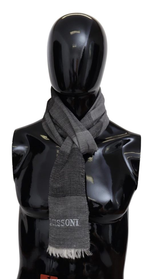 Luxurious 100% Wool Missoni Striped Scarf with Logo Embroidery