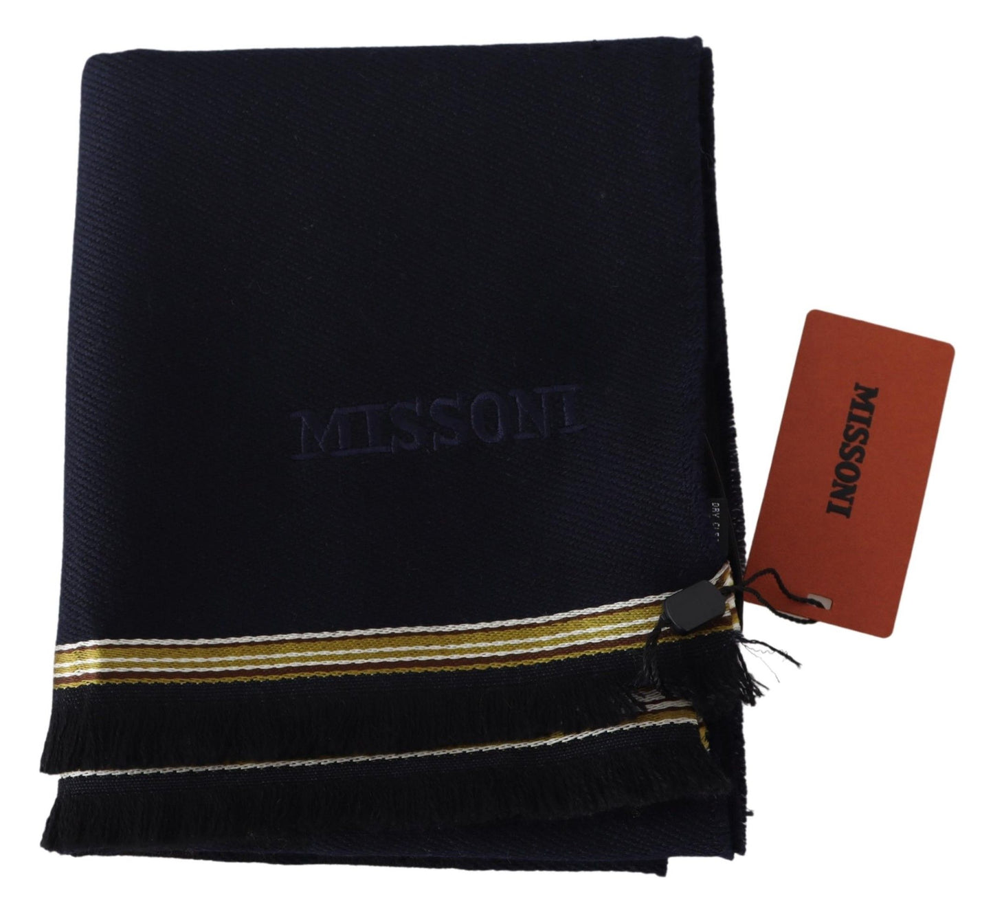 High-quality Missoni wool scarf with iconic brand logo embroidery