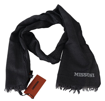  Luxury Missoni wool scarf in black with sophisticated logo details 