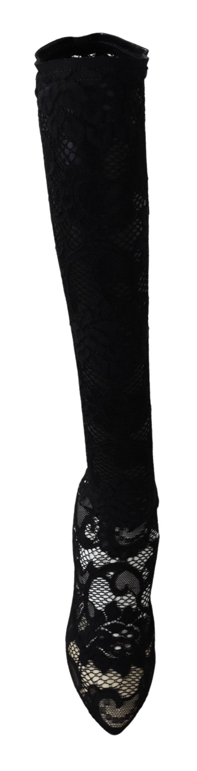 High-quality black stretch sock pumps made in Italy by Dolce & Gabbana