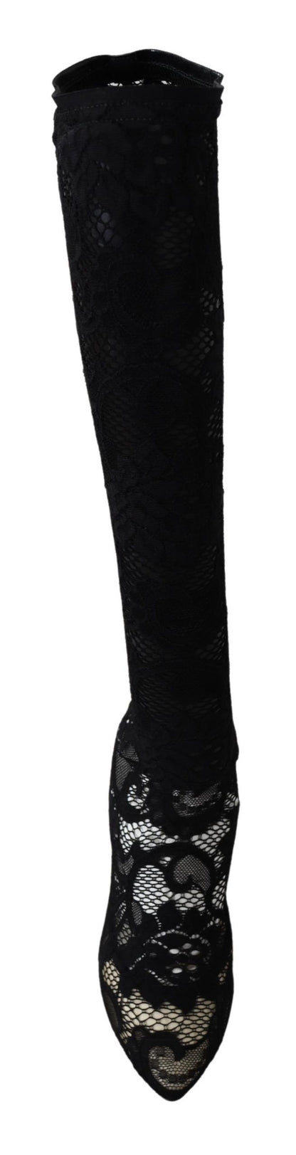 High-quality black stretch sock pumps made in Italy by Dolce & Gabbana