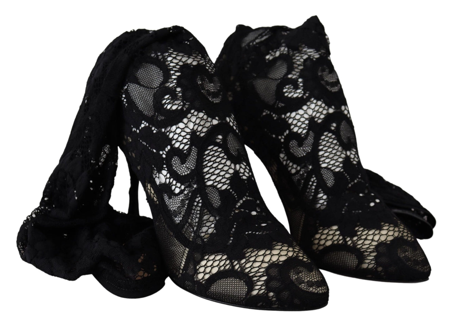 Elegant and comfortable black stretch sock pumps with intricate material blend