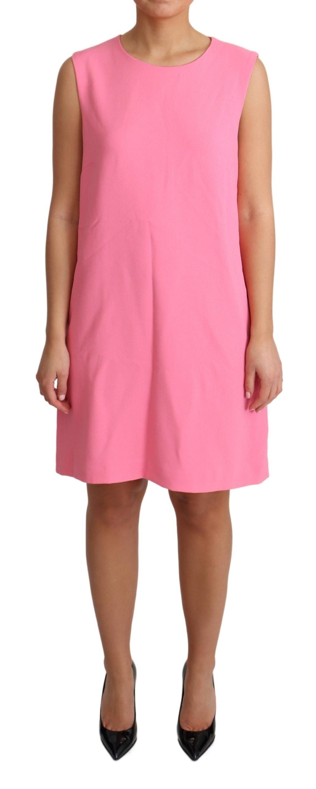 Dolce & Gabbana Elegant Pink Shift Knee Length Dress in luxurious viscose and silk blend