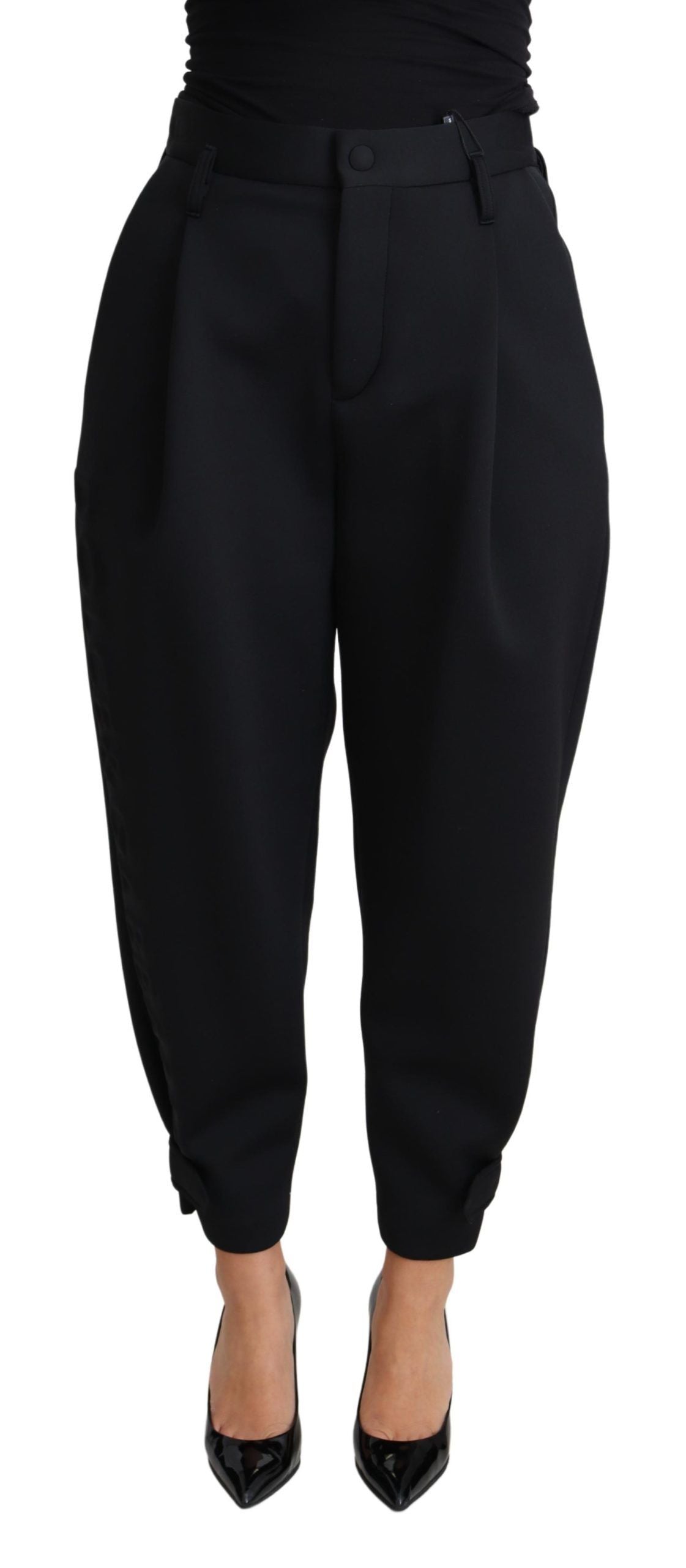 Exquisite black high-waist cropped trousers by Dolce &amp; Gabbana