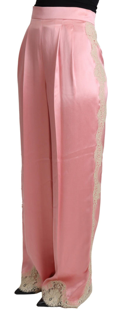Luxurious Dolce & Gabbana wide-leg pants crafted with silk, cotton, and nylon