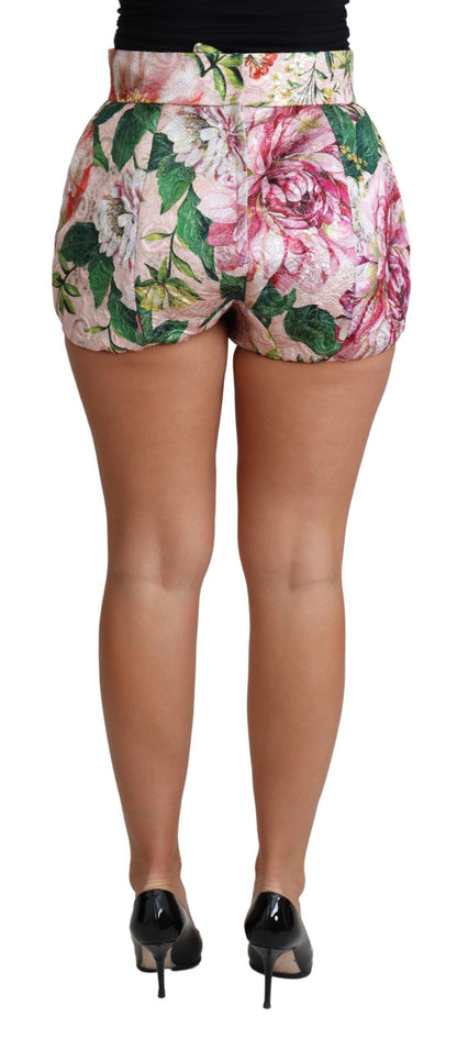 Dolce & Gabbana Chic Pink Floral High-Waist Hot Pants featuring 92% Silk and 8% Elastane lining for comfort