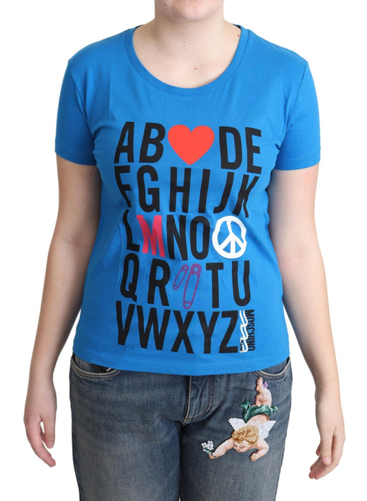 Blue Moschino Chic Alphabet Cotton Tee with playful and stylish design