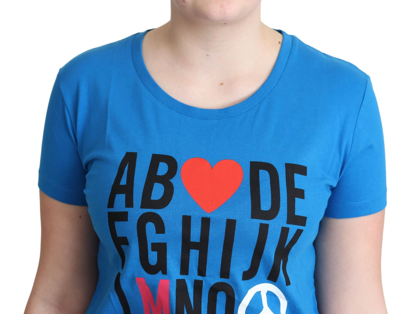 Short-sleeve cotton tee in blue with Moschino Chic Alphabet design