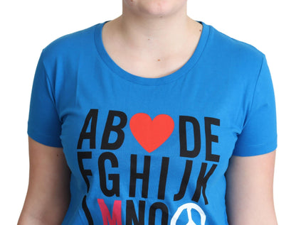 Short-sleeve cotton tee in blue with Moschino Chic Alphabet design