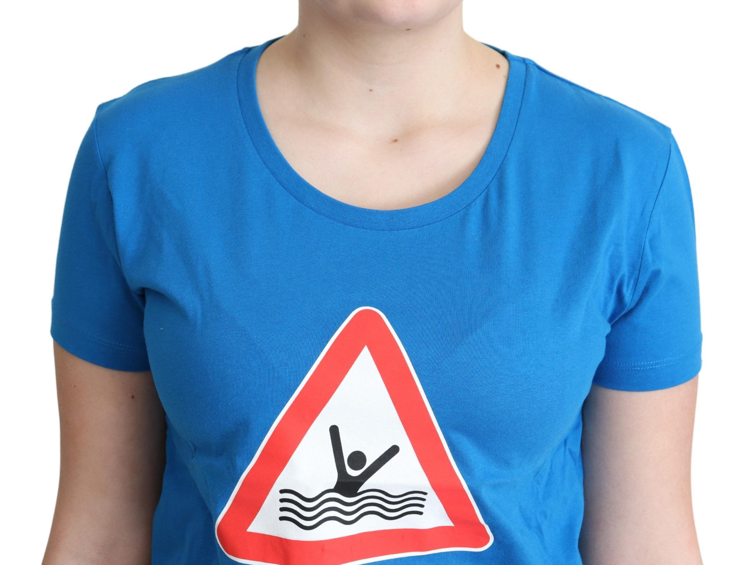 Moschino Chic Triangle Graphic Cotton Tee in black and white