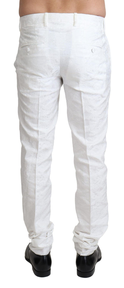  Elegant white brocade pants from Dolce & Gabbana, perfect for business or evening events