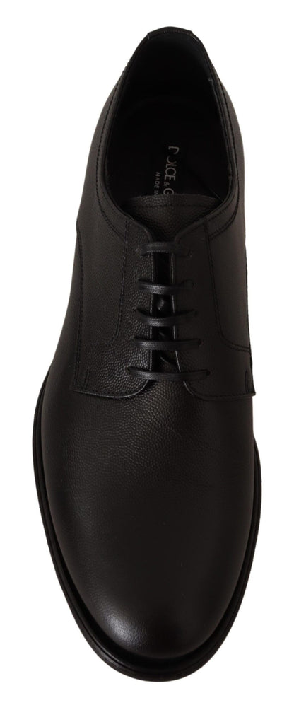 Dolce & Gabbana black leather Derby shoes with premium craftsmanship and iconic logo details