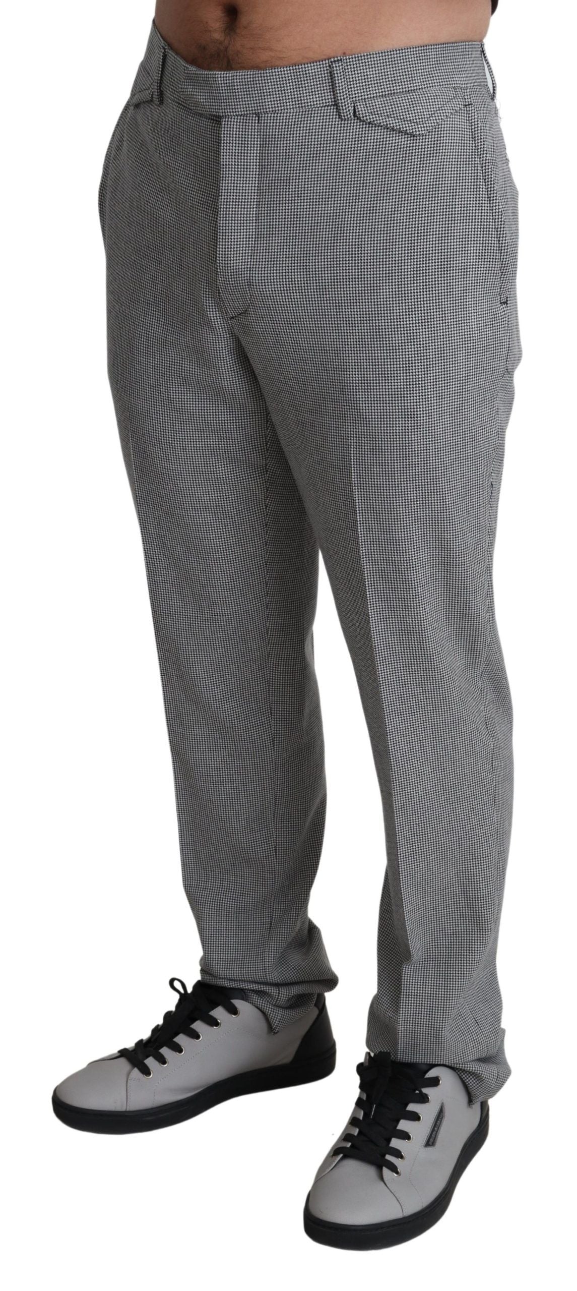 Classic Zipper Fly Closure Wool Trousers from Italy