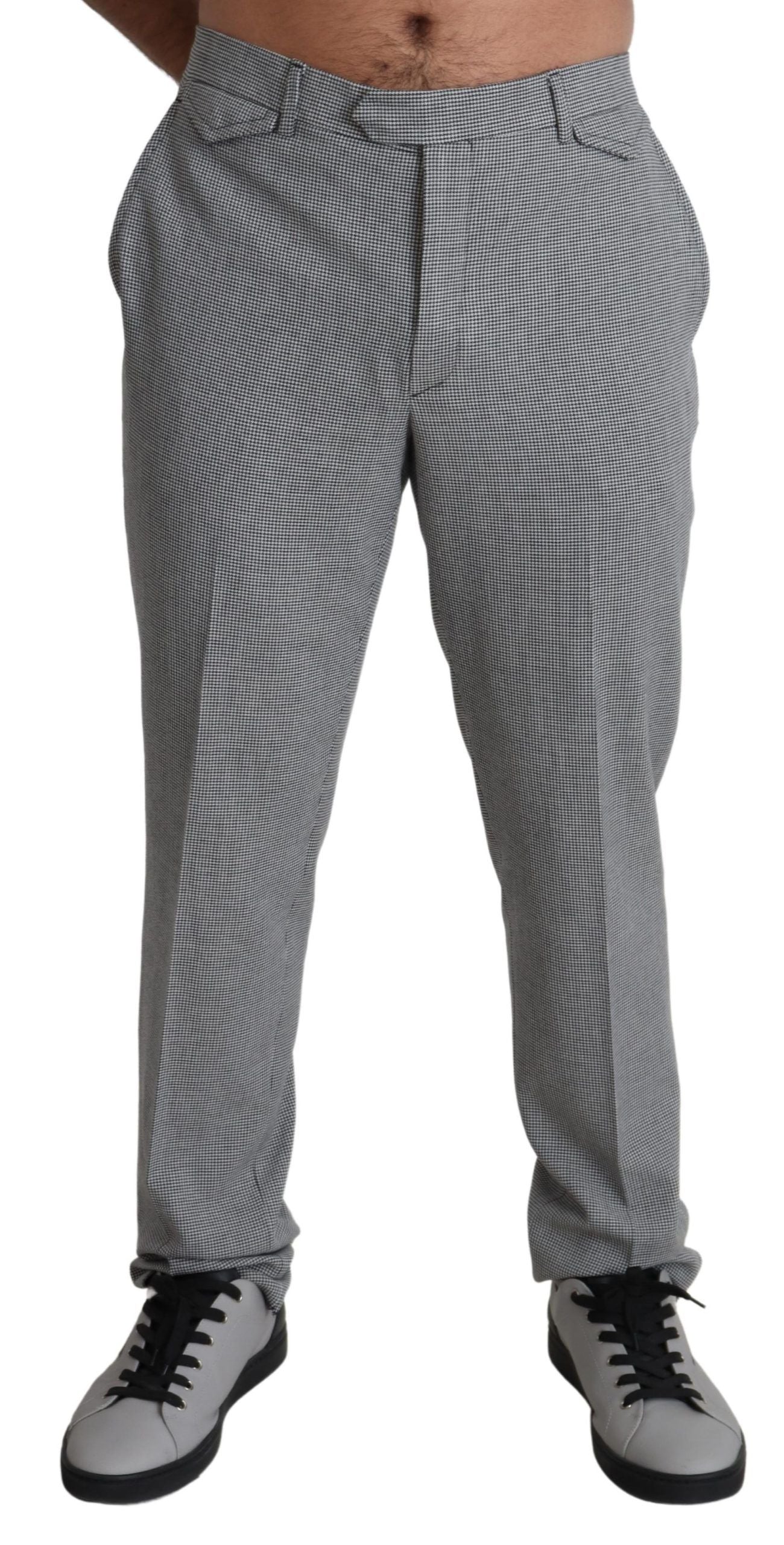 BENCIVENGA Elegant Checkered Wool Formal Trousers in Gray Checkered