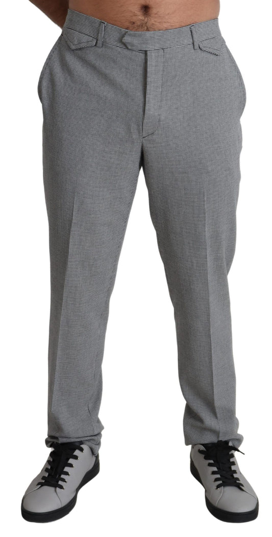 BENCIVENGA Elegant Checkered Wool Formal Trousers in Gray Checkered