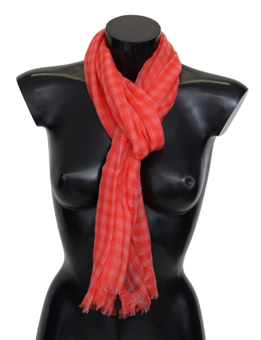 Missoni luxurious cashmere checkered scarf in orange with fringe detail