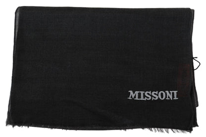 Missoni Elegant Black Wool Scarf with Fringes - luxurious and versatile