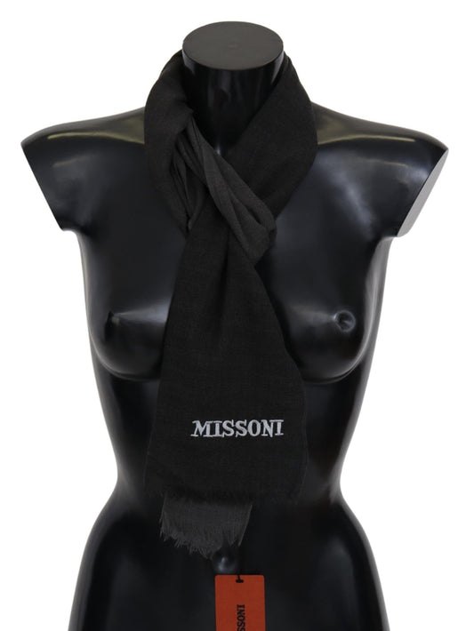 Missoni Elegant Black Wool Scarf with Fringes - Luxurious and versatile fashion accessory for all occasions