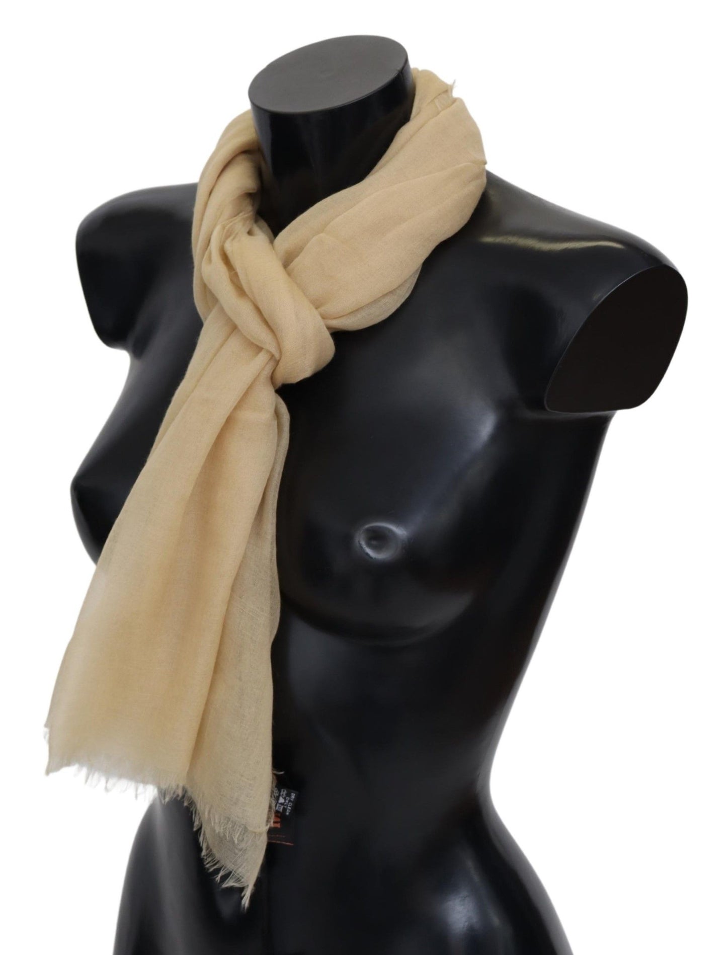 Luxurious unisex cashmere scarf in beige with iconic Missoni embroidery