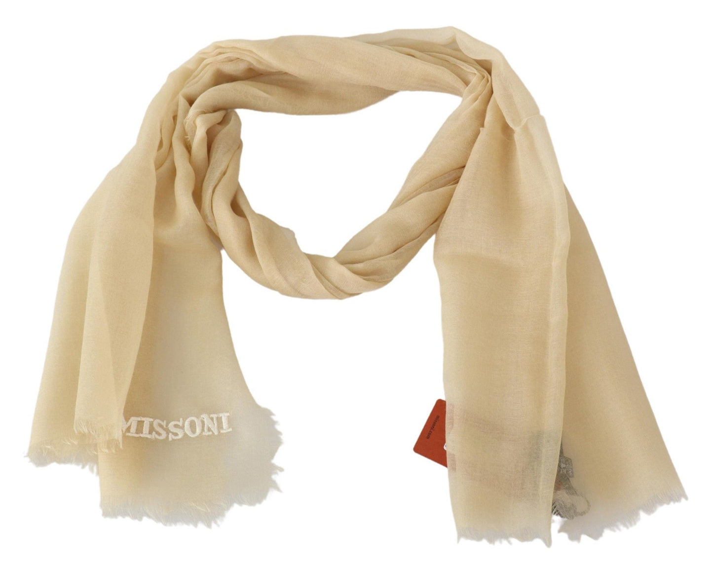 Italian-made 100% cashmere scarf with stylish fringes and brand logo